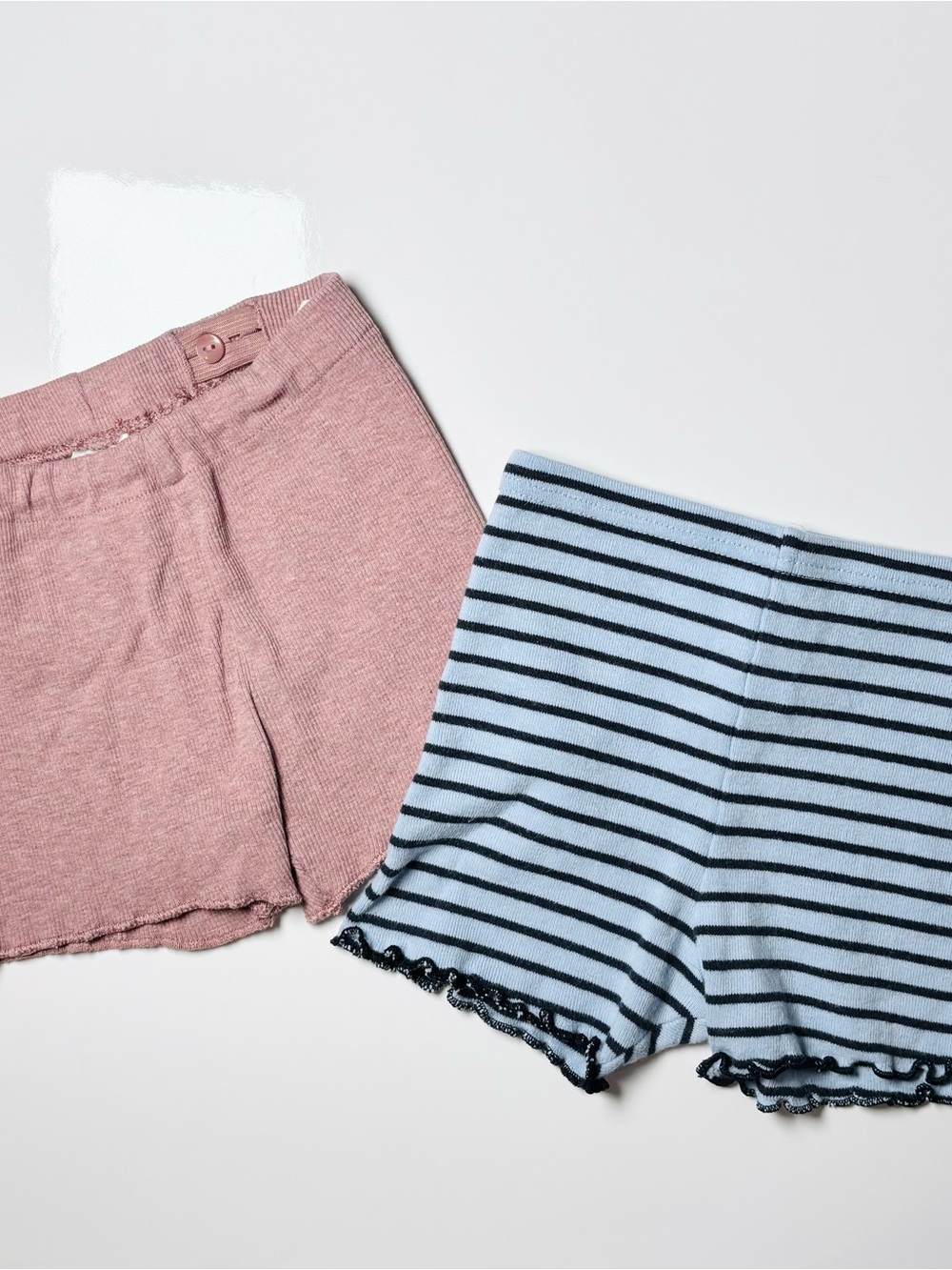 Vintage Coccoli & H&M Coquette Ribbed Pointelle Shorts Duo 9-12M Striped Summer
